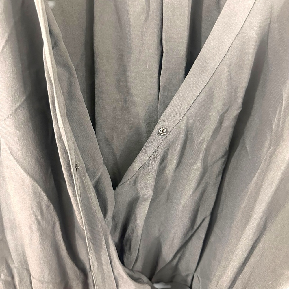 Madewell Gray Silk Faux-Wrap Dress Size 6 - Picture 4 of 7
